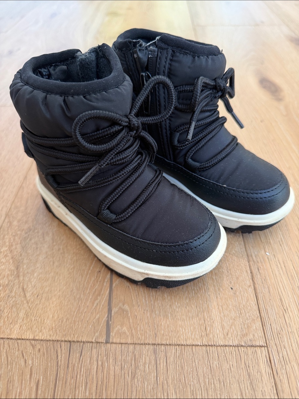 H&M Black Kids Snow Boots with White Trim